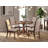 5 Piece Kitchen Table Set for 4 Includes a Round Dining Room Table with Dropleaf and 4 Light Tan Linen Fabric Upholstered Chairs, Mahogany;-515204664-514905033-446782763