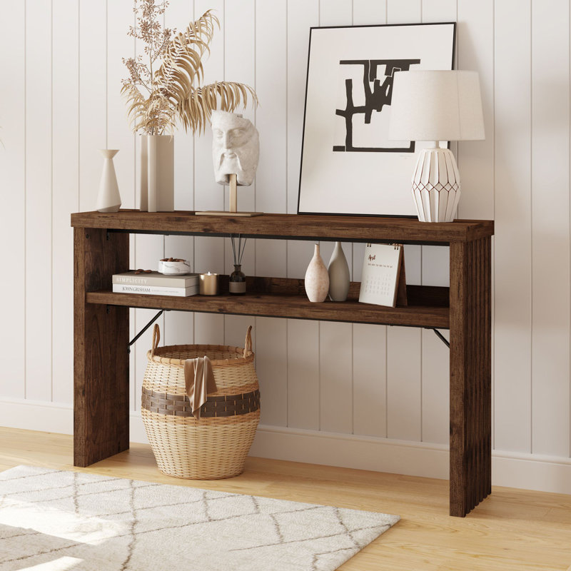 Console à 2 niveaux 47,36 po Aust avec rangement ouvert, canapé en bois pour le salon, l'entrée et le couloir Aust