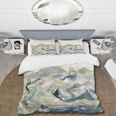 Minimalistic Gouache Landscape I - Modern Duvet Cover Set - Microfiber Polyester
