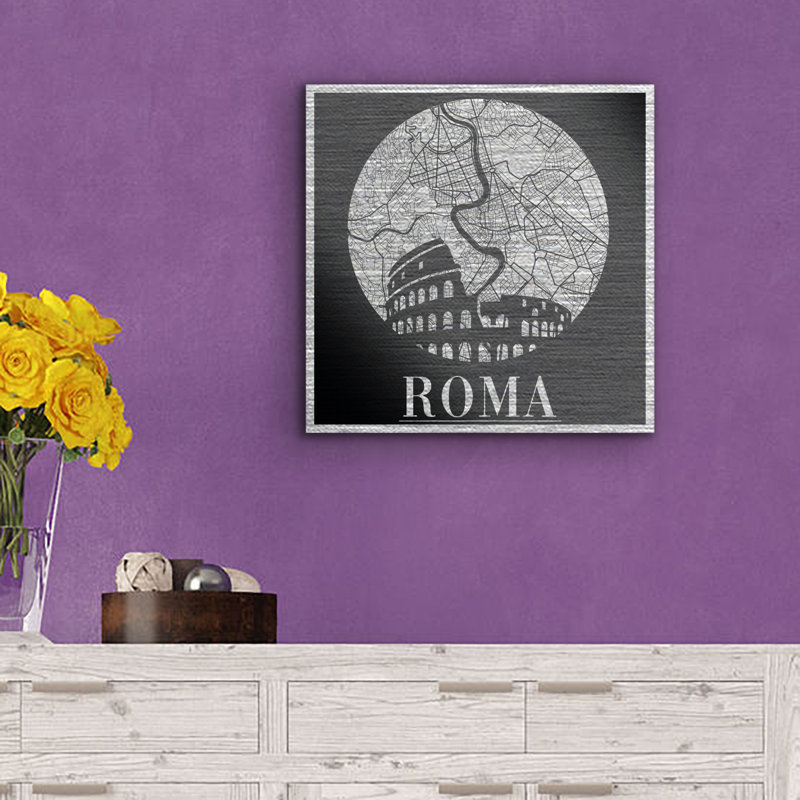 Roma Map - 7 Piece No Frame Print on Metal