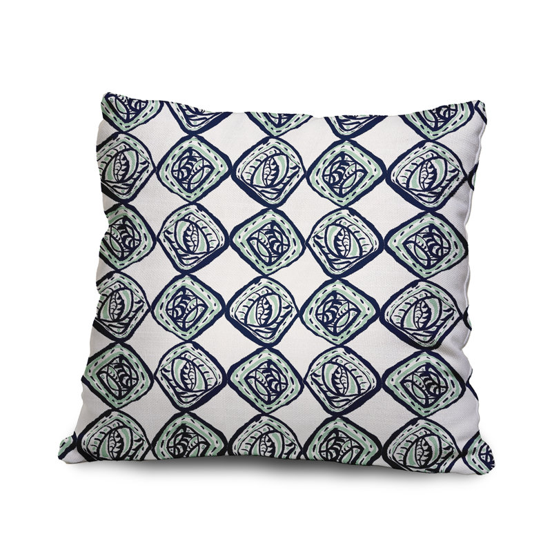 Geometric Reversible Throw Pillow, 20" x 20", Navy Blue/Green