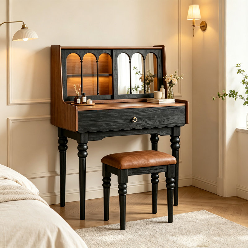 Bureau et coiffeuse en bois massif de style américain de 27,56 po