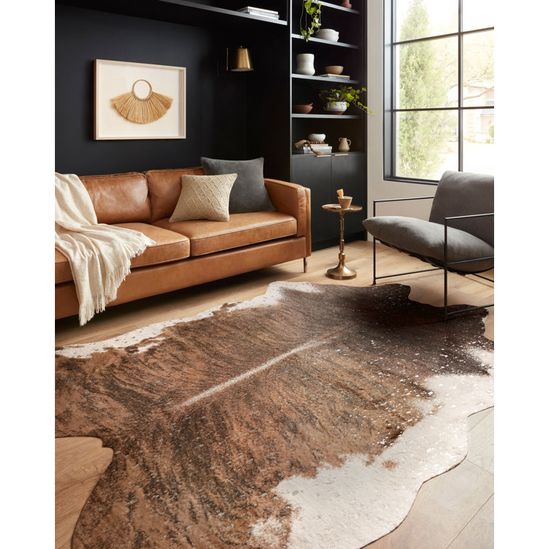 Duran Performance Cowhide Animal Print Indoor Rug, Rectangle 3'10" x 5'