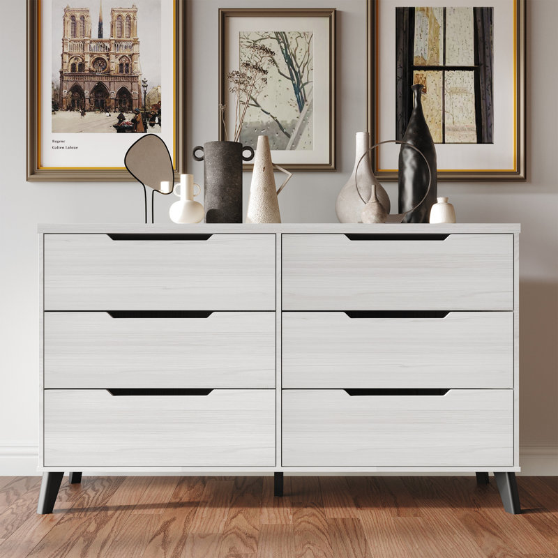 Commode 6 tiroirs Ihor, Gris clair