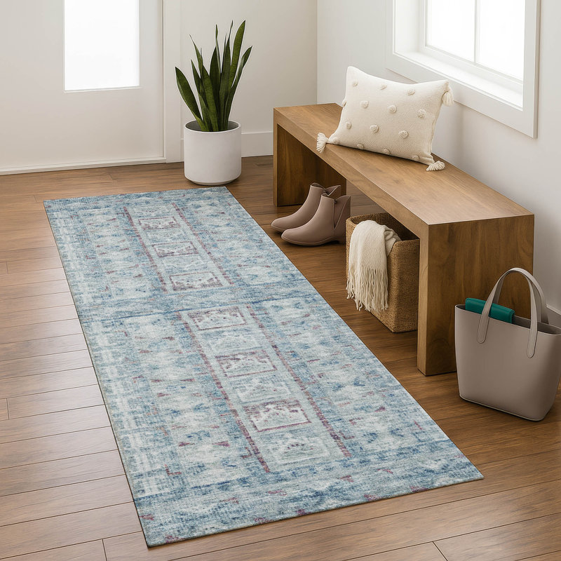 Premium Machine Washable Mayfield Striped Rug, Blue, 2'3" x 7'6" Runner