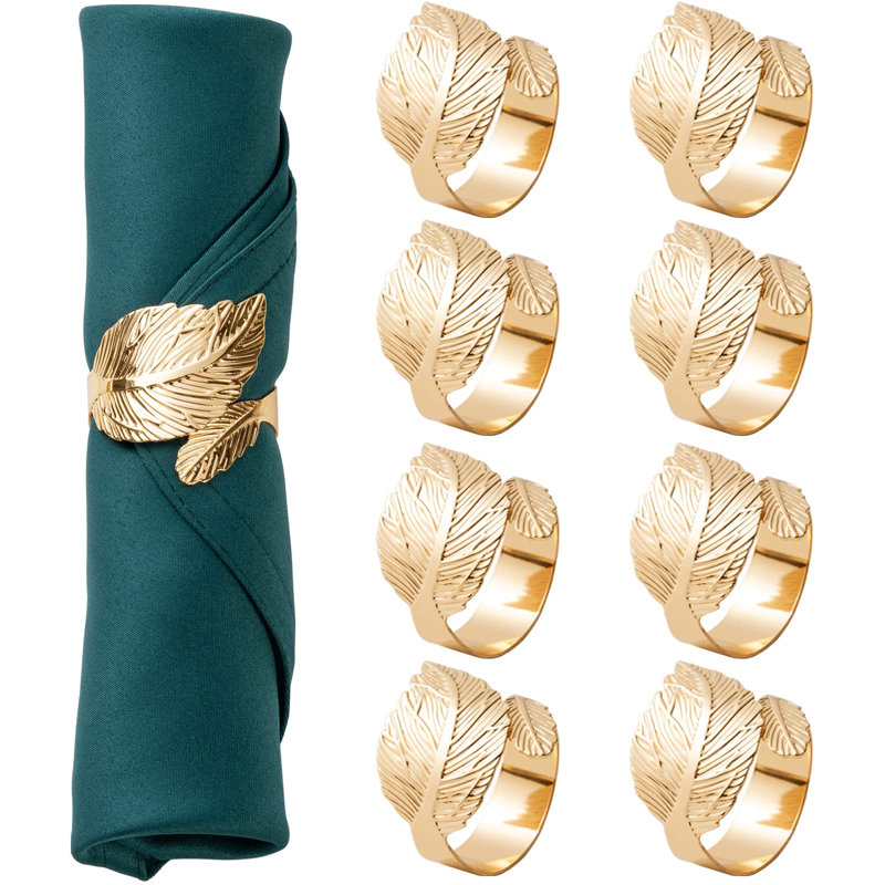 Ensemble de 8 anneaux de serviette Gold Leaf