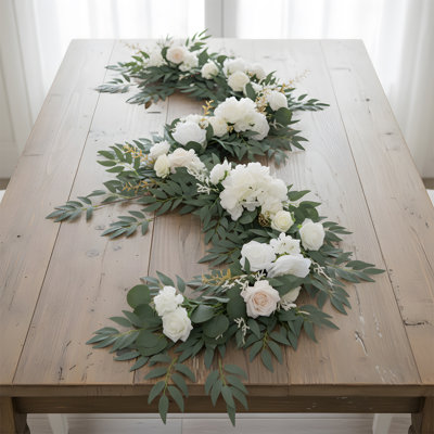 6Ft Artificial Eucalyptus Garland With Flowers Fake Greenery Faux Floral Vine Garland For Table Decor Wedding Centerpieces Bridal Shower Party Decorations