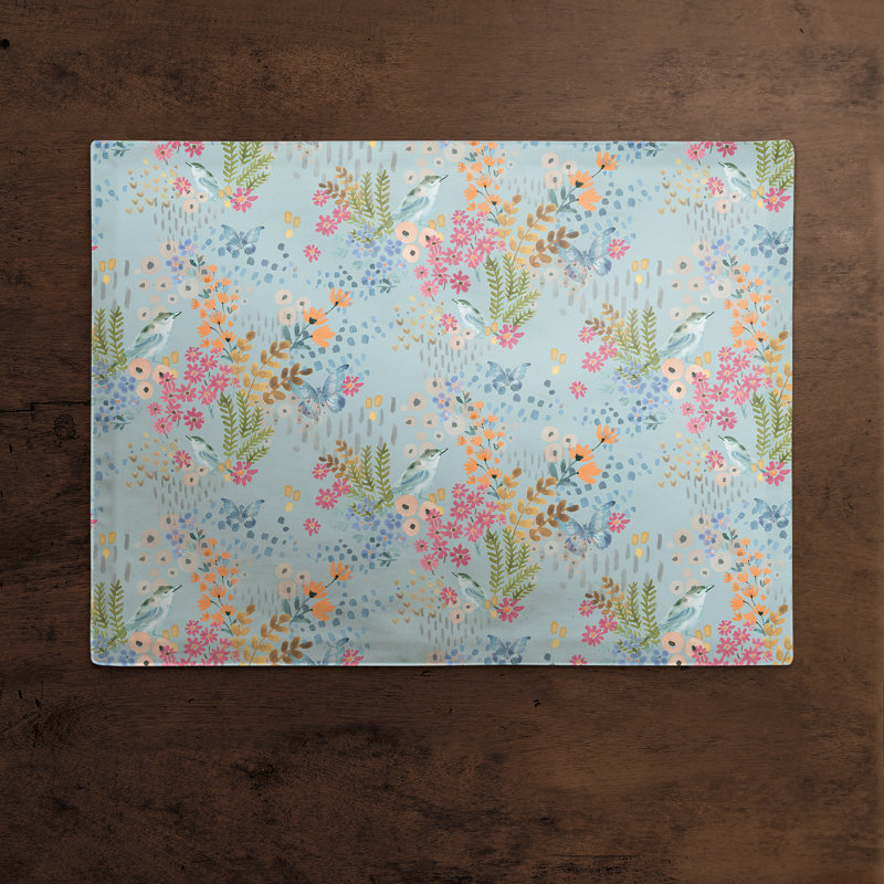 Napperon en coton 14 "Butterfly Bird, Bleu / rose