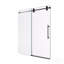 Porte de douche coulissante simple sans cadre de 44 à 48 po de hauteur H 76 po - Verre trempé transparent de 5/16 po (8 mm), conception de dérivation avec finition noir mat
