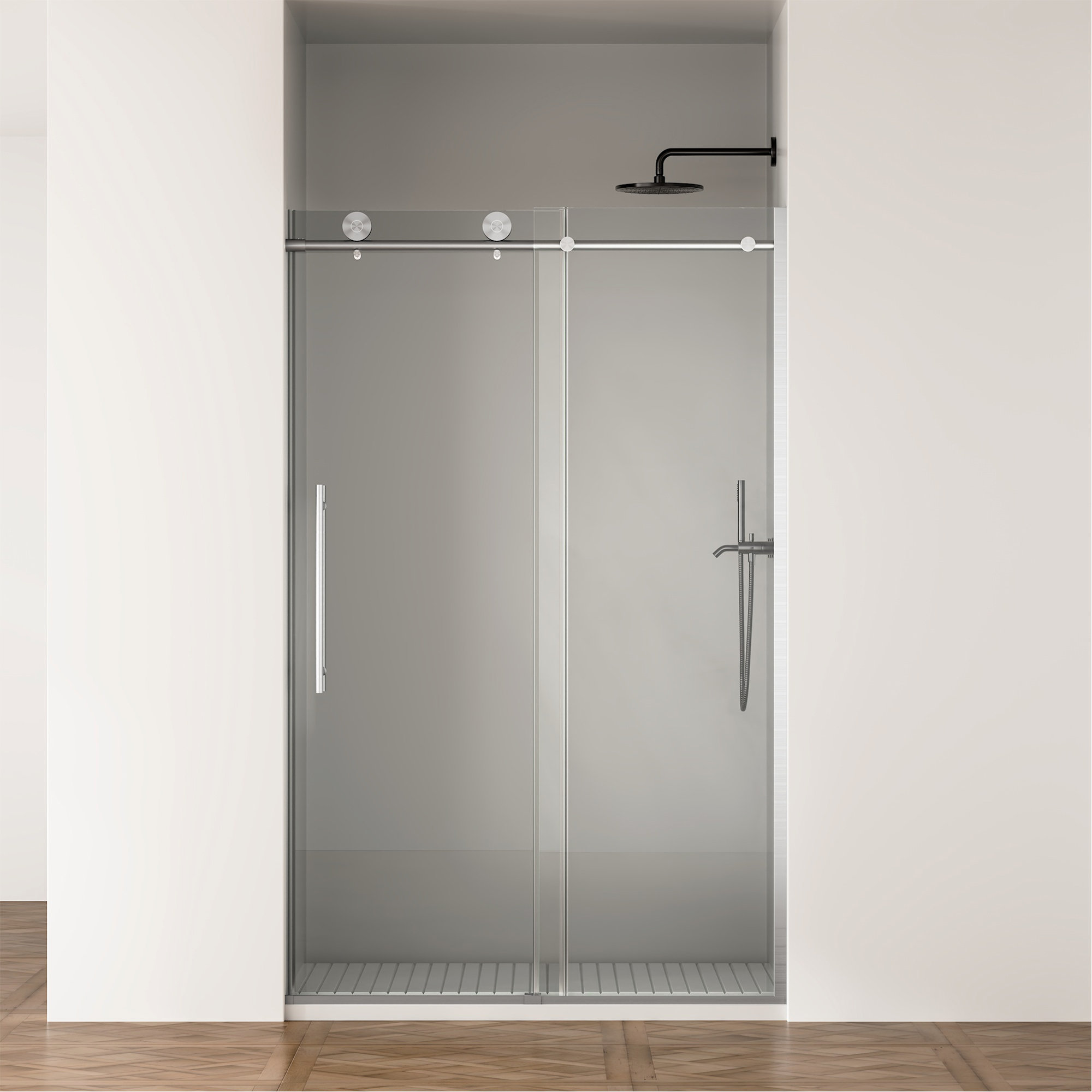 YUESHENGKEJI Frameless Shower Door, 44-48 In W X 75 In H,Sliding Shower ...