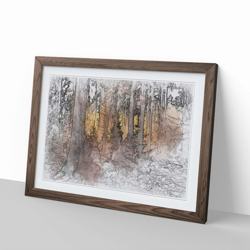 Mystery Forest in Abstract - Framed Print, 27cm H x 36cm W x 2cm D, Walnut Framed