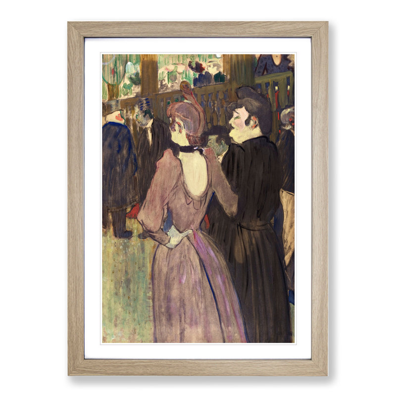 La Goulue and Her Sister Vol.1 by Henri de Toulouse-Lautrec - Picture Frame Painting, Oak Framed, 65cm H x 48cm W x 2cm D