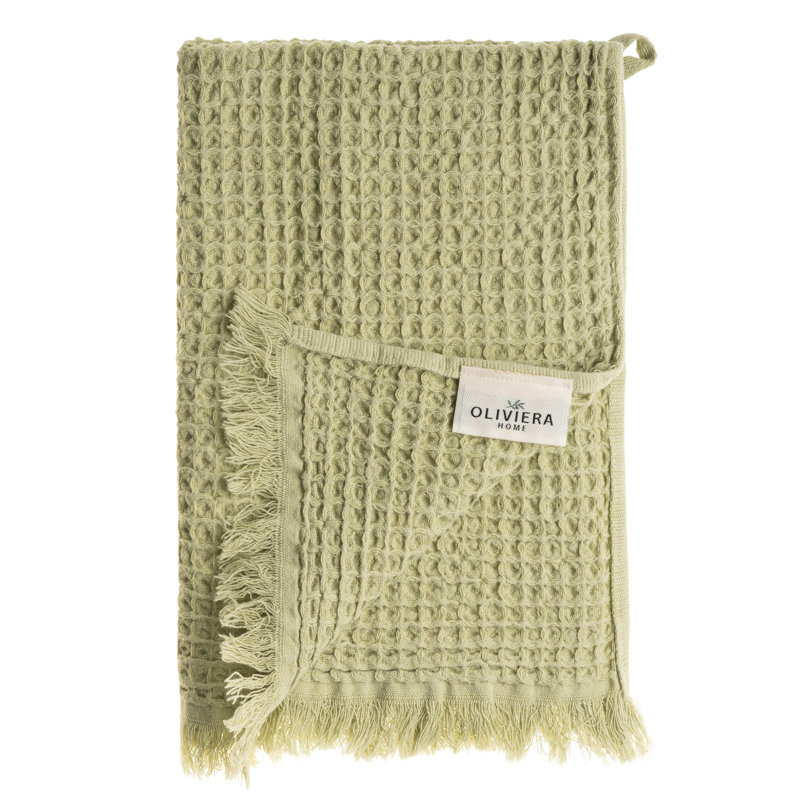 Ensemble de 4 serviettes de cuisine gaufrées en coton Waffle, Green
