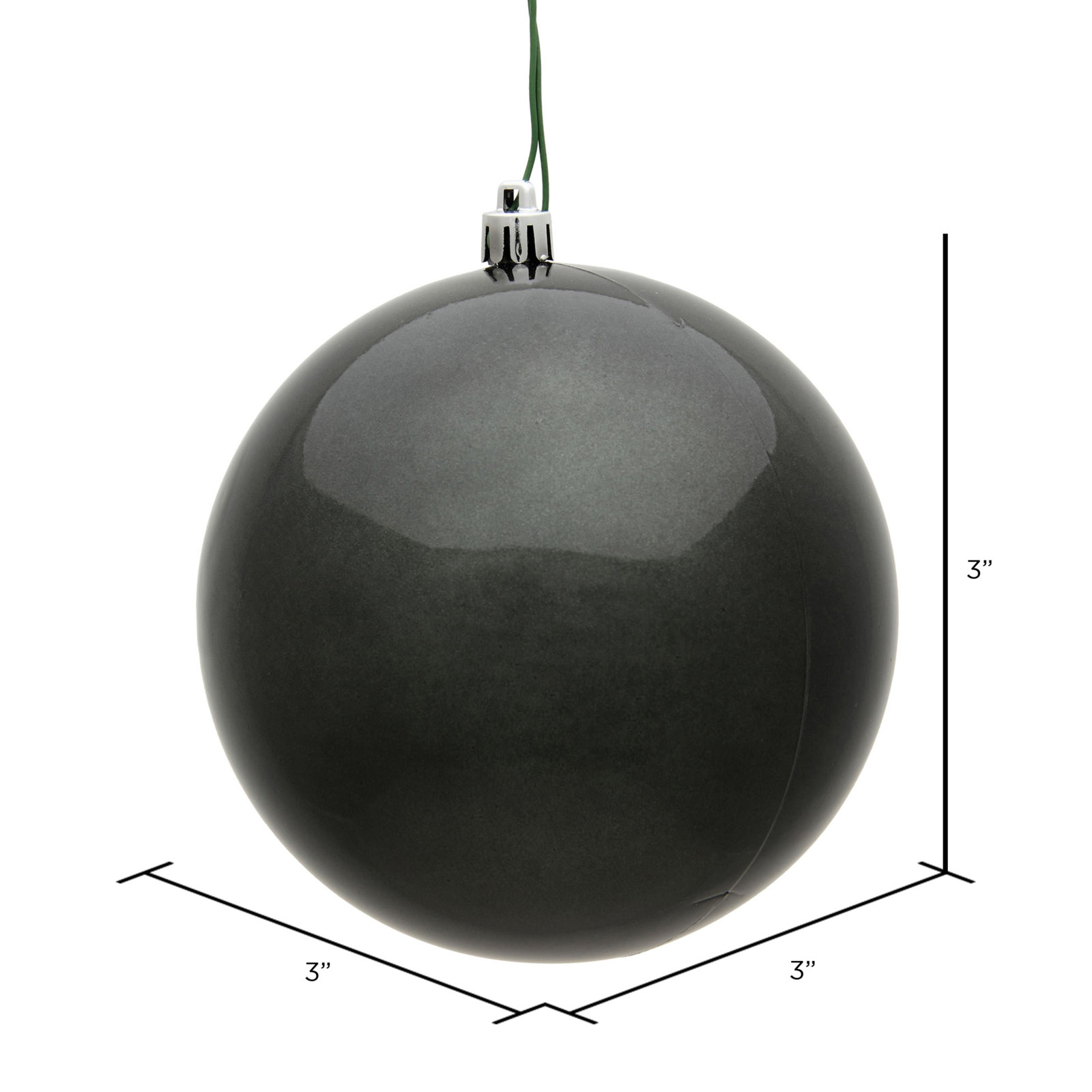 Holiday Décor Ball Ornament, Pewter Candy, 3" H x 3" W x 3" D