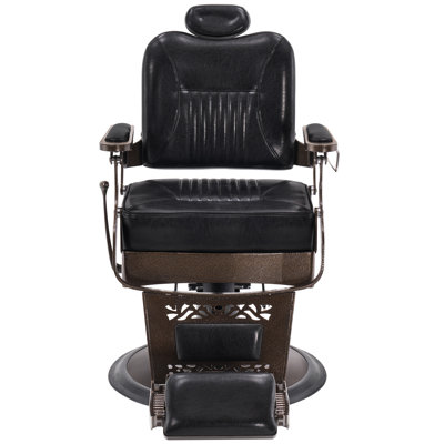 Barberpub 27" Wide Vegan Leather Heavy Duty Metal Vintage Barber Chair