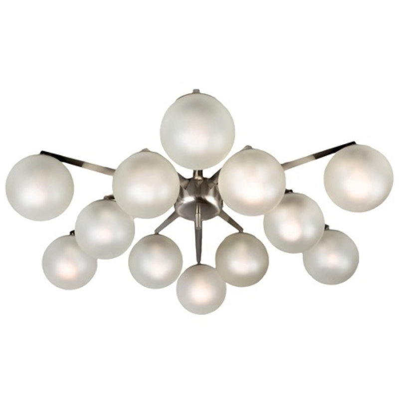 Lustre linéaire moderne à intensité variable Spoutnik, Laiton brossé, H 40 po x l 78 po x P 78 po, Transparent