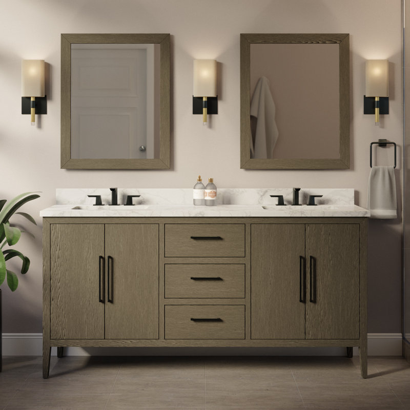 Ensemble de meuble-lavabo double 72 po Calgary, Chêne gris