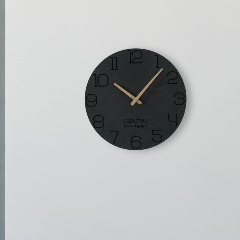 Eko Solid Wood Wall Clock, Matte Black