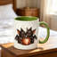 1pc Couple's Bat-themed Color-blocked Mug, Featuring Two Cute Little Black Bats Drinking.