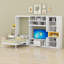 Lit escamotable moderne en bois avec armoires de rangement, tiroirs, tablettes et meuble télé-1354086277