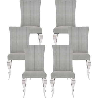 Ensemble de 6 chaises de salle à manger grises avec pieds argentés