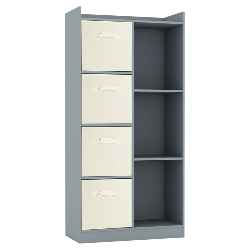 Samee 128 cm H x 62.5 cm W Cube Bookcase, Grey/Cream