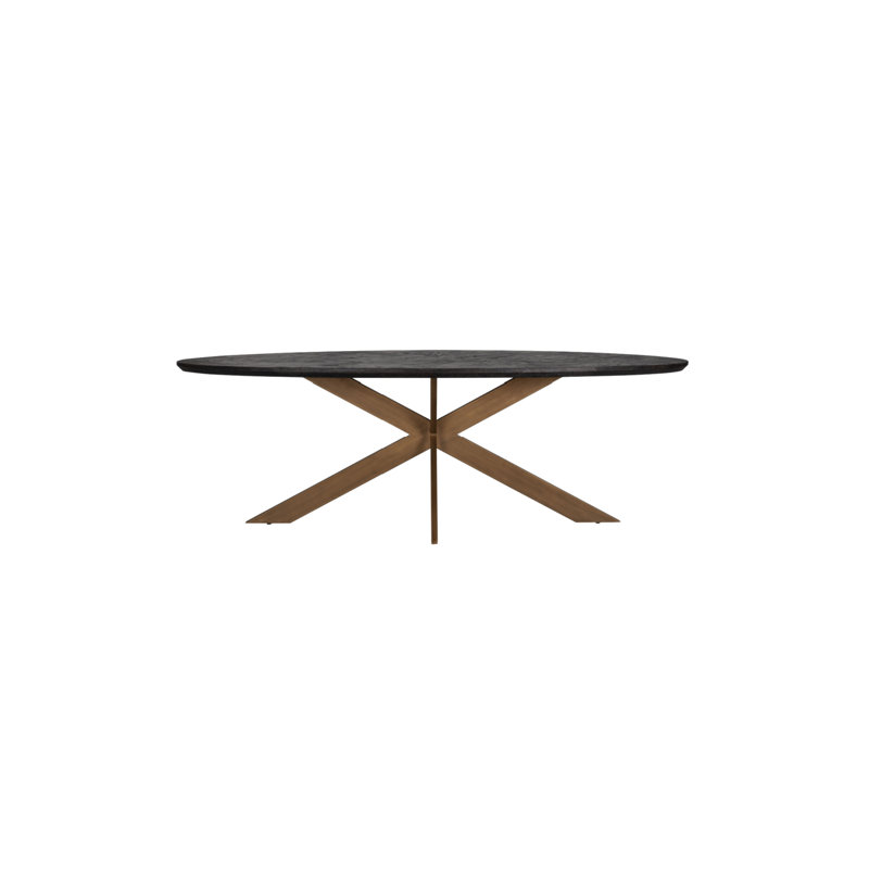 Blackbone Oak Oval Solid Wood Top Dining Table