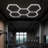 Modern Hexagon LED Ceiling Light with 5 Grids, DIY Honeycomb Design for Garage, Studio, Gym or Game Room (Set of 5)