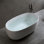 Baignoire indépendante en résine de 47 po à surface solide en pierre, une baignoire indépendante de conception moderne avec drain escamotable et tuyaux de trop-plein, convenant aux petites maisons