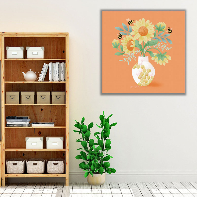 Tournesol bouquet - reproduction d'art sur toile, H 40 po x l 40 po