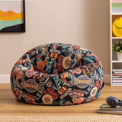 Bean Bag Bazaar Kids Varsity Footstool Print Classic Bean Bag, Multicolour