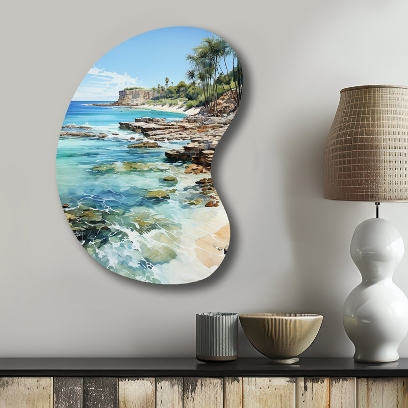 «Marotta Beach Photo Tropical Paradise III», reproduction de sculpture murale en métal de forme unique, plage côtière asymétrique