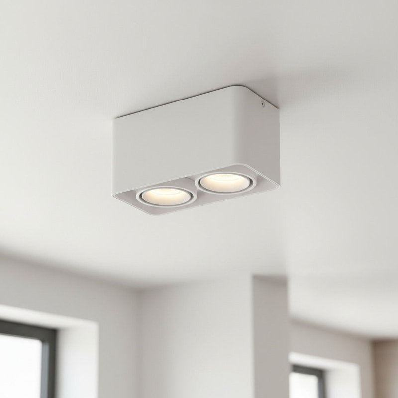 UltraBeam Modern Surface Mount Ceiling Downlight, White, 10cm H x 19.5cm W x 10cm D