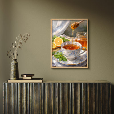 Honey Lemon Tea Still Life Framed Wall Art Prints - Cozy Kitchen Decor