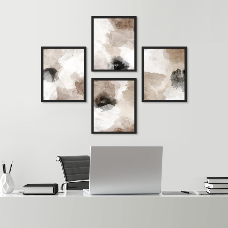 " Brown, Tan Gray " 4 - Pieces, Black, 10" H x 8" W