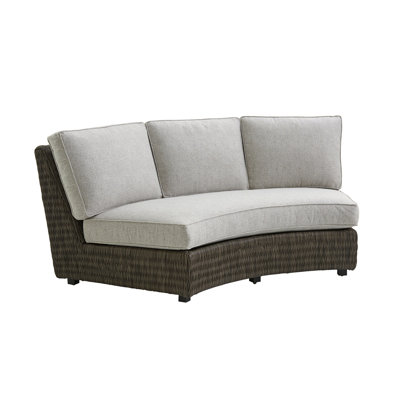 Cypress Point Ocean Terrace 85'' Wide Outdoor Wicker Curved Patio Sofa with Sunbrella Cushions