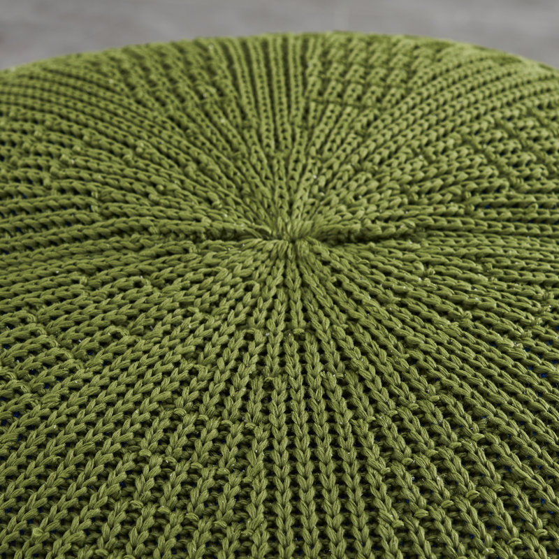 Upholstered Pouf, Orange Polypropylene/Olefin