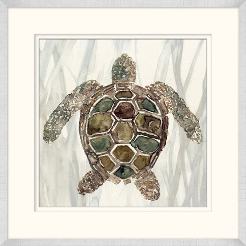 Layered Sea Turtle 2 - Peinture encadrée sur papier