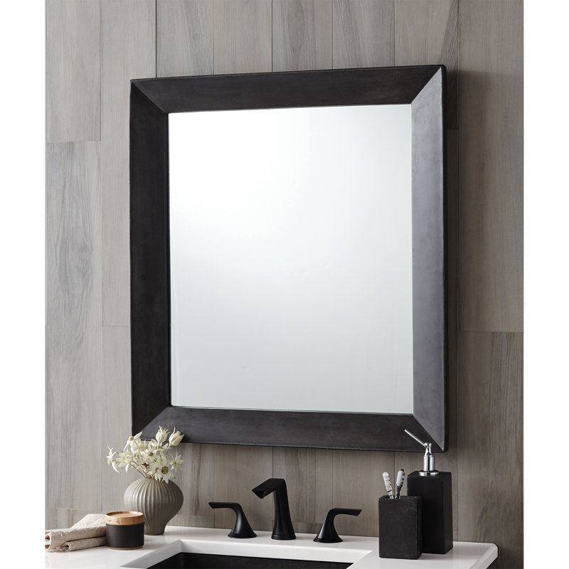 Miroir de salle de bain / meuble-lavabo biseauté moderne et contemporain Portola, 33,5 po x 29,5 po, Ardoise