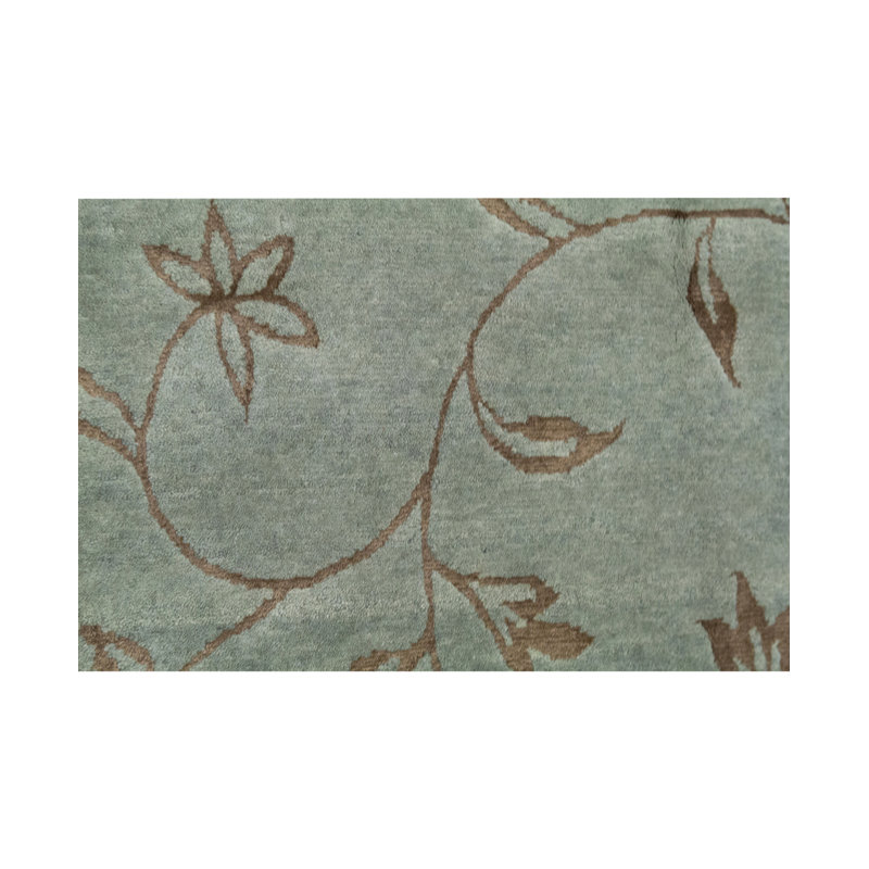 Tapis bleu clair noué à la main de haute qualité, Rectangle 8 pi 9 po x 11 pi 9 po