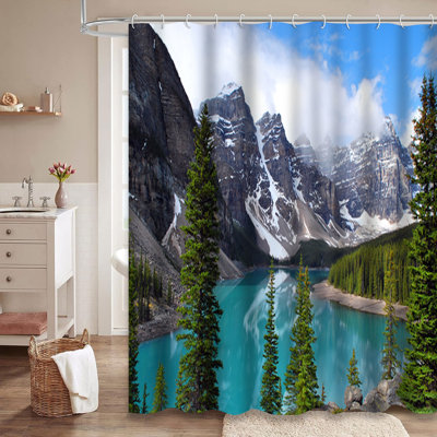 Moraine Lake Banff Canada Landscape Shower Curtain with 12 Hooks