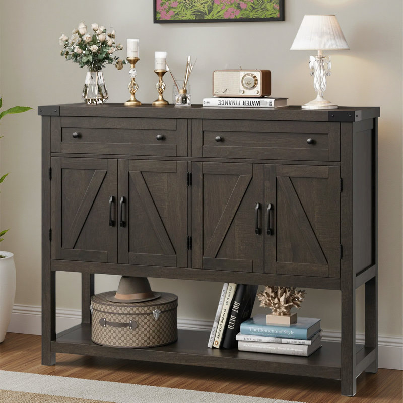 Console en bois 47,2 po Darius, Base brun foncé / plateau brun foncé
