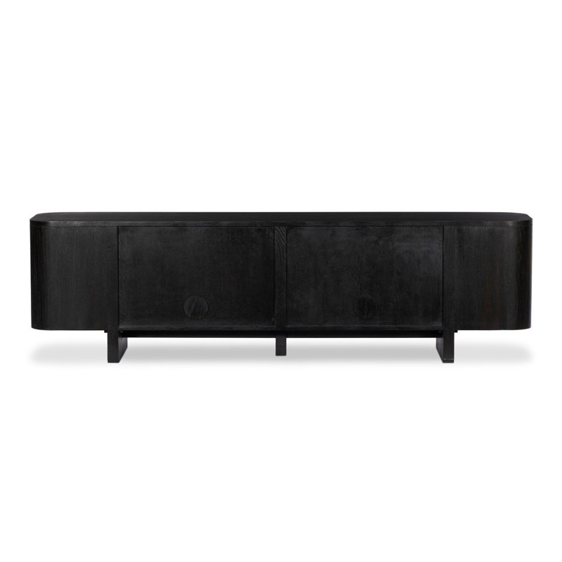 Elle Media Console-Tawny Oak Veneer, Worn Black Oak
