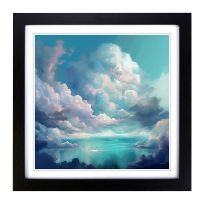 Cloudy Sky Digital Art No.3 - Single Picture Frame Print on Wood