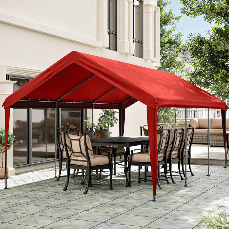 12X20 Ft Carport Canopy Replacement Cover, Carport Roof Cover Only (Frame Is Not Included), Red
