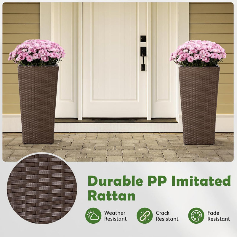 Wicker planter Rectangular - Set 2, Mocha