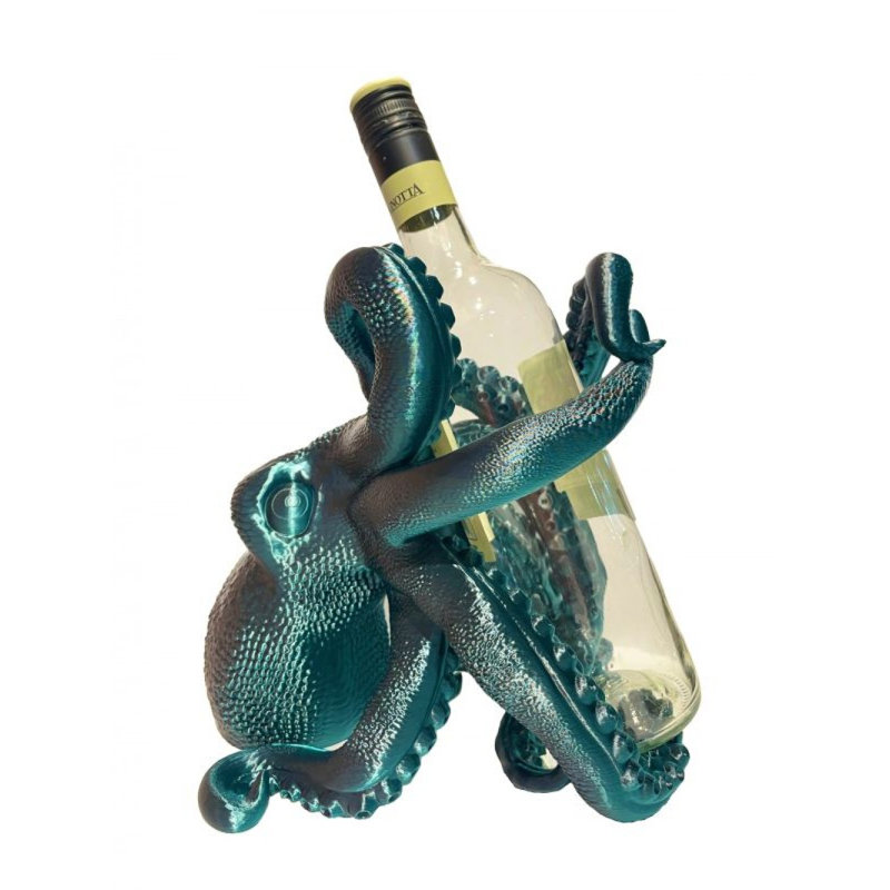 3D Printed Octopus Wine Holder, Teal