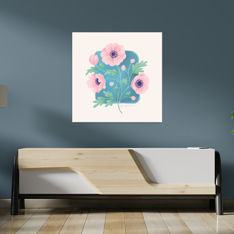 «Spring Blooms I Abstract Contemporary Flower Landscape», reproduction d'art mural, H 36 po x l 36 po