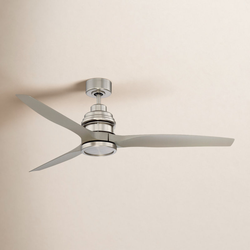 Bahati 60" 3 - Blade LED Propeller Ceiling Fan in Satin Nickel/Silver Blades with Remote Control and Light Kit Included