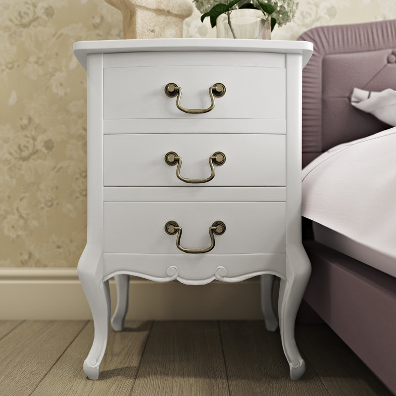 Lemaire 48cm W Solid + Manufactured Wood Bedside Table, Antique White